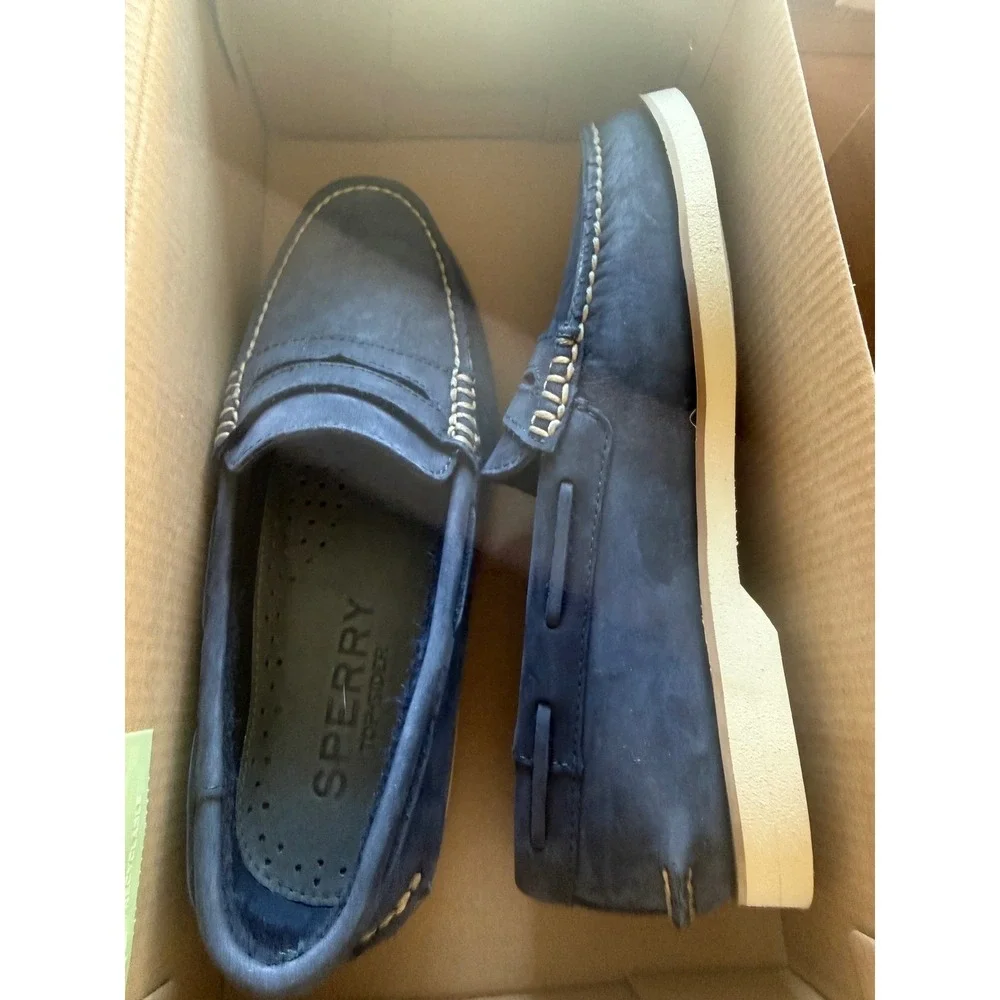 Sperry Top-Sider Mens 5‎ EU 37 Penny DS Navy Nubuck Loafers Boat Shoes STS25175